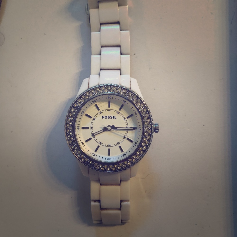 White Fossil Watch